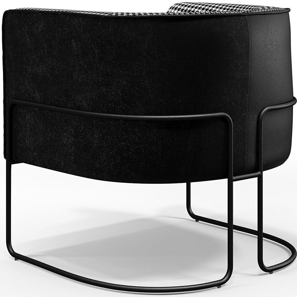Poltrona Fixa Base Aço Preto Pied Poule Corano Preto - 3