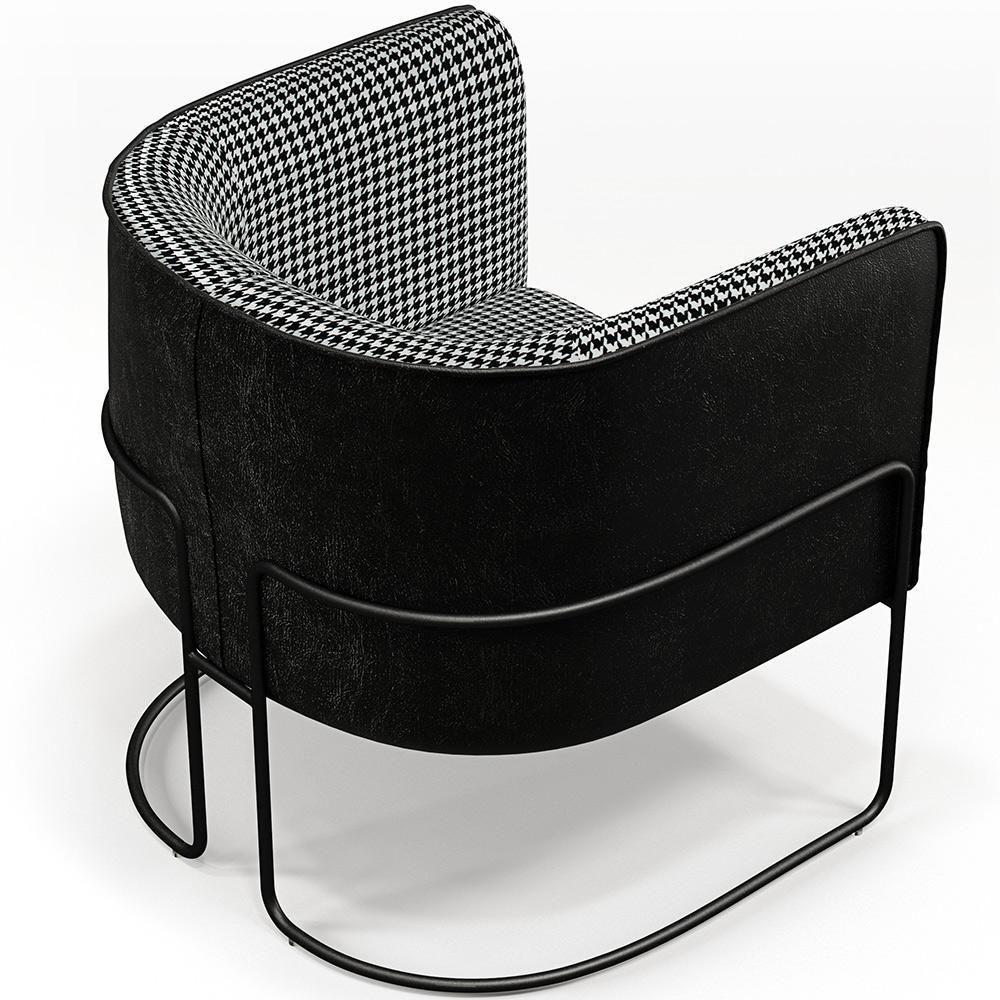 Poltrona Fixa Base Aço Preto Pied Poule Corano Preto - 4