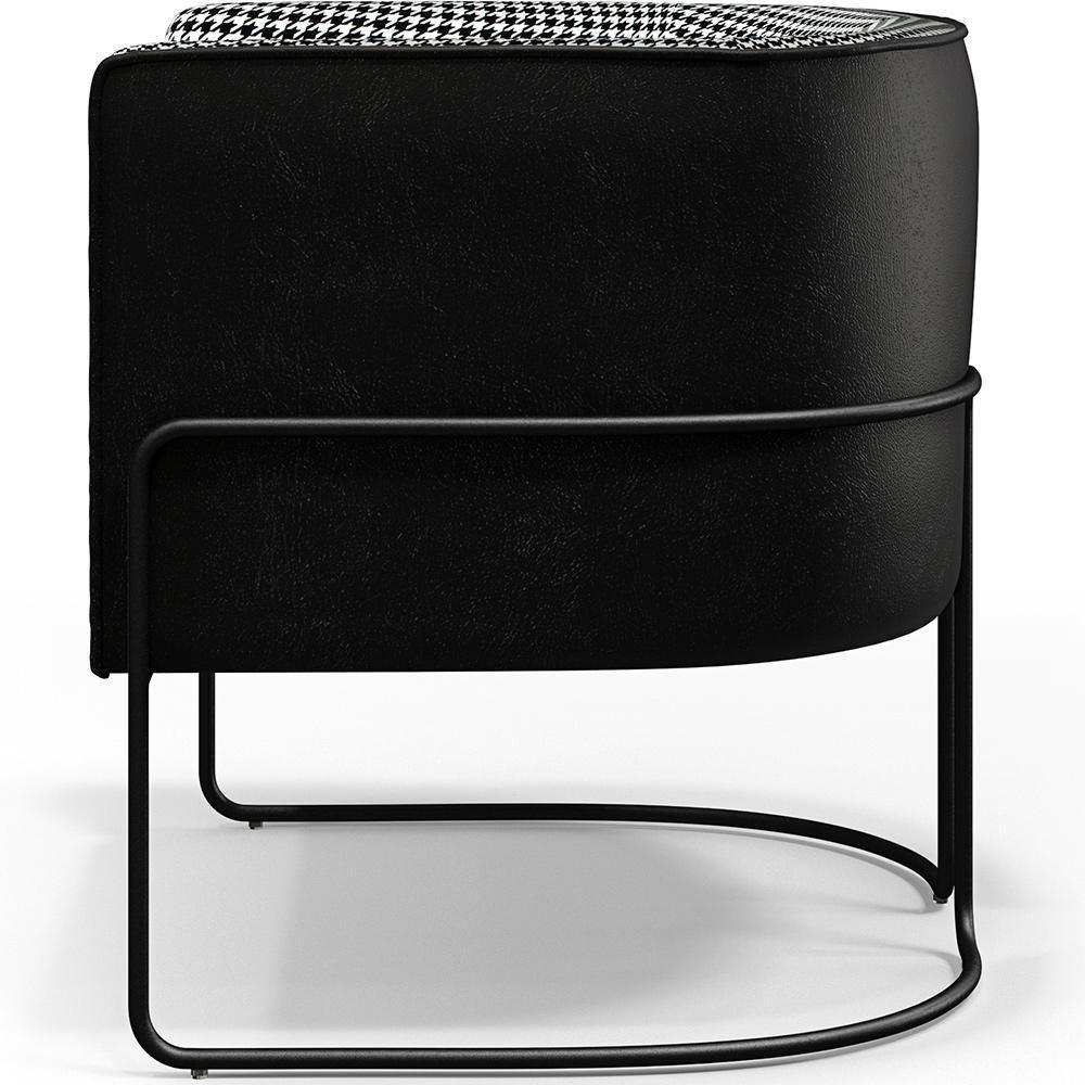 Poltrona Fixa Base Aço Preto Pied Poule Corano Preto - 5