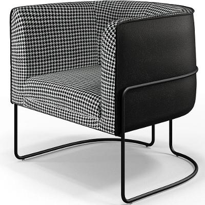 Poltrona Fixa Betina D02 Revestimento Corano Preto Estampa Pied Poule Cor Preto Lyam Decor