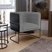 Poltrona Fixa Base Aço Preto Pied Poule Corano Preto - 9