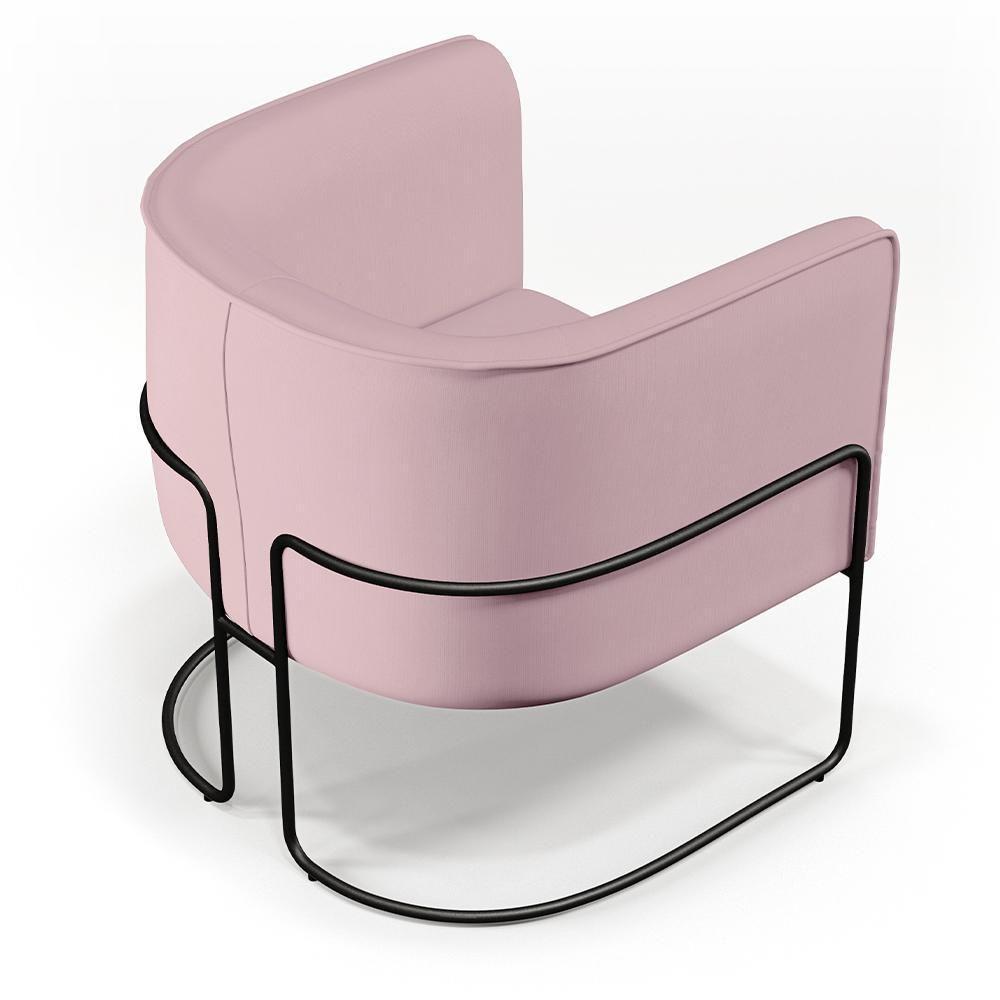 Poltrona Fixa Base De Aço Preto Betina D02 Veludo Rosê C-305 - 3