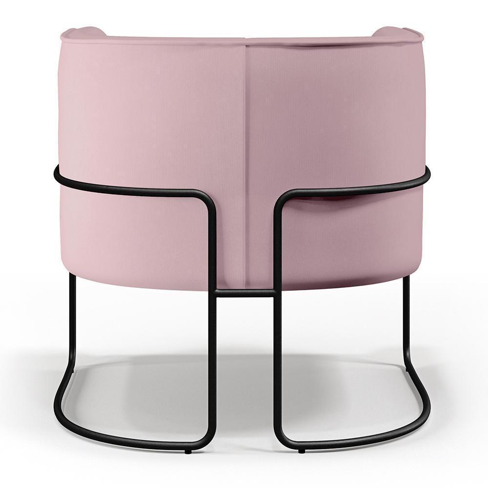 Poltrona Fixa Base De Aço Preto Betina D02 Veludo Rosê C-305 - 9