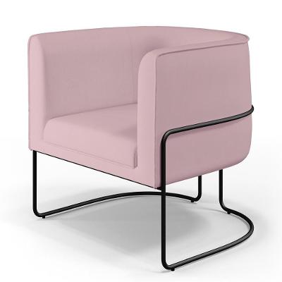 Poltrona Decorativa Fixa Betina D02 Veludo Rosa Preto Lyam Decor