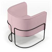 Poltrona Fixa Base De Aço Preto Betina D02 Veludo Rosê C-305 - 3