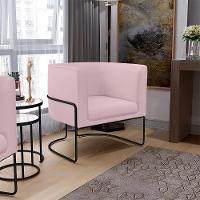 Poltrona Fixa Base De Aço Preto Betina D02 Veludo Rosê C-305 - 8