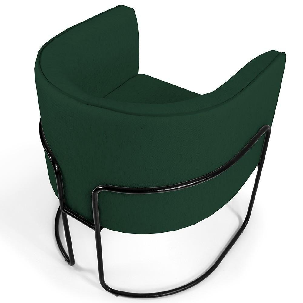Poltrona Fixa Base De Aço Preto Linho Verde Musgo C-117 - 2