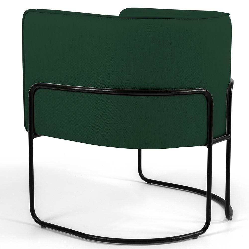 Poltrona Fixa Base De Aço Preto Linho Verde Musgo C-117 - 3