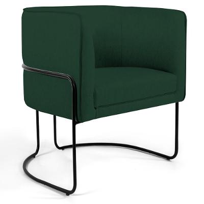 Poltrona Fixa Betina D02 C-117 Linho Verde Preto Lyam Decor