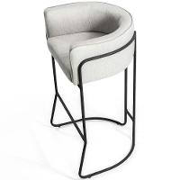 Banqueta Fixa Base De Aço Preto Betina D02 Linho Creme A-48 - 5