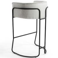 Banqueta Fixa Base De Aço Preto Betina D02 Linho Creme A-48 - 7