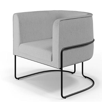 Poltrona Fixa Betina D02 Linho Cinza Preto Lyam Decor