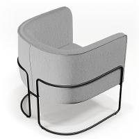 Poltrona Fixa Base De Aço Preto Betina D02 Linho Cinza D-315 - 3