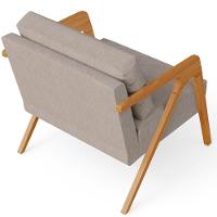 Kit 02 Poltronas Estrutura De Madeira L02 Linho Bege