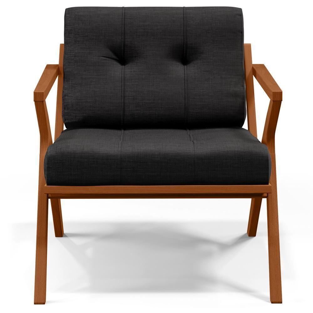 Kit 02 Poltronas Com Cintas De Corano Laís B04 Linho Chumbo - 5