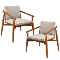 Kit 02 Poltronas Com Cintas De Corano Lavínia B04 Linho Cru - 1