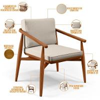 Kit 02 Poltronas Com Cintas De Corano Lavínia B04 Linho Cru - 3