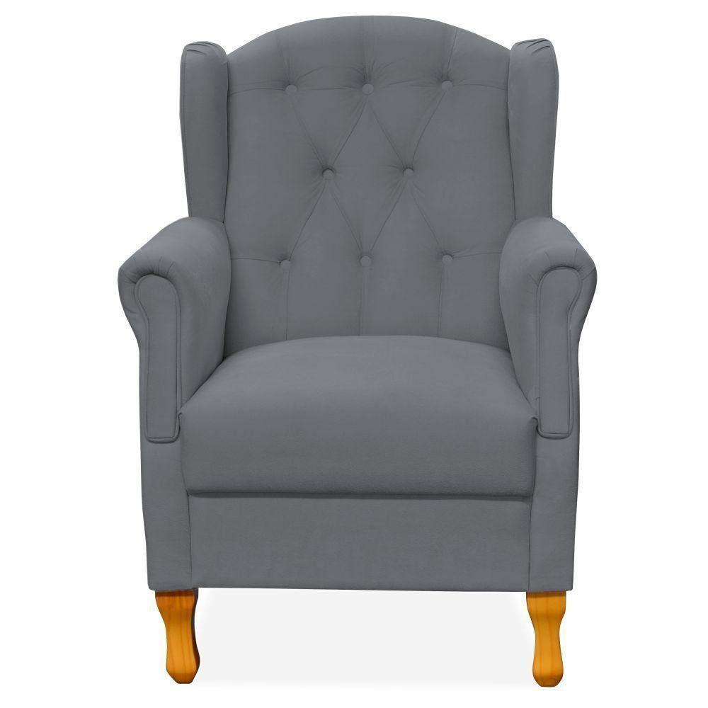 Kit 02 Poltronas Para Sala De Estar Yara P02 Corino Cinza - 3