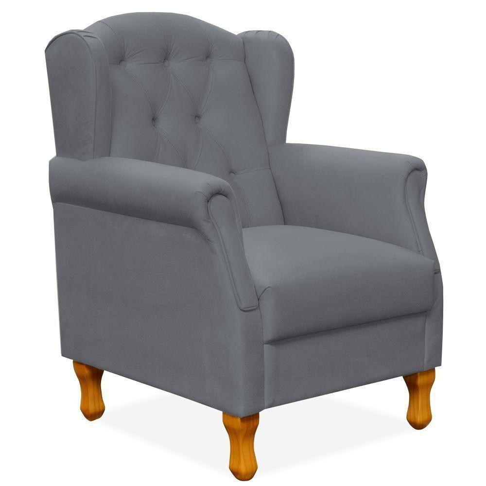 Kit 02 Poltronas Para Sala De Estar Yara P02 Corino Cinza - 6