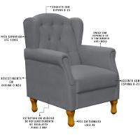 Kit 02 Poltronas Para Sala De Estar Yara P02 Corino Cinza - 13