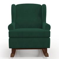 Kit 02 Poltronas Malu Base De Madeira P02 Suede Verde Musgo