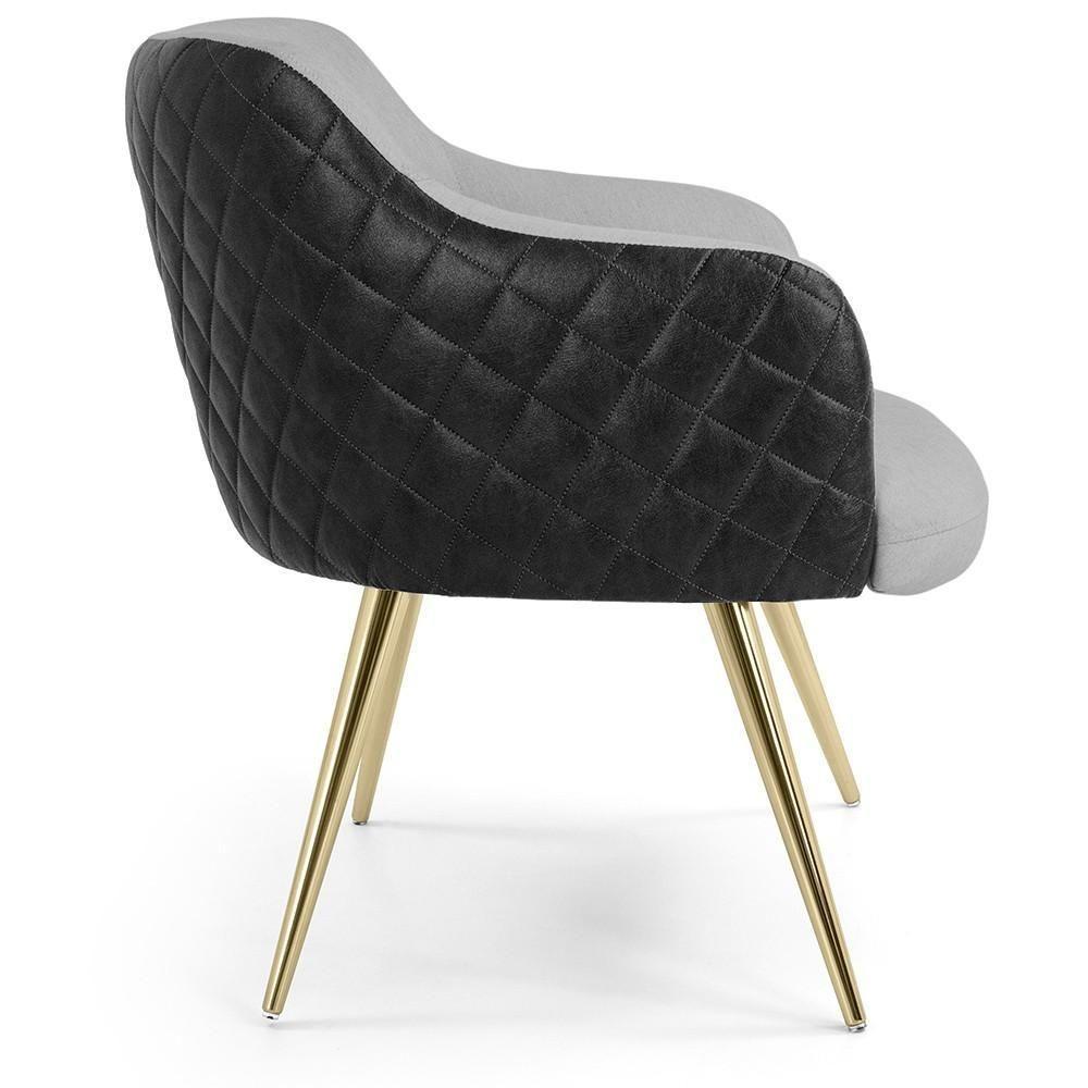 Kit 02 Poltronas D'Ouro Linho Cinza D-315 Corano Preto - 5