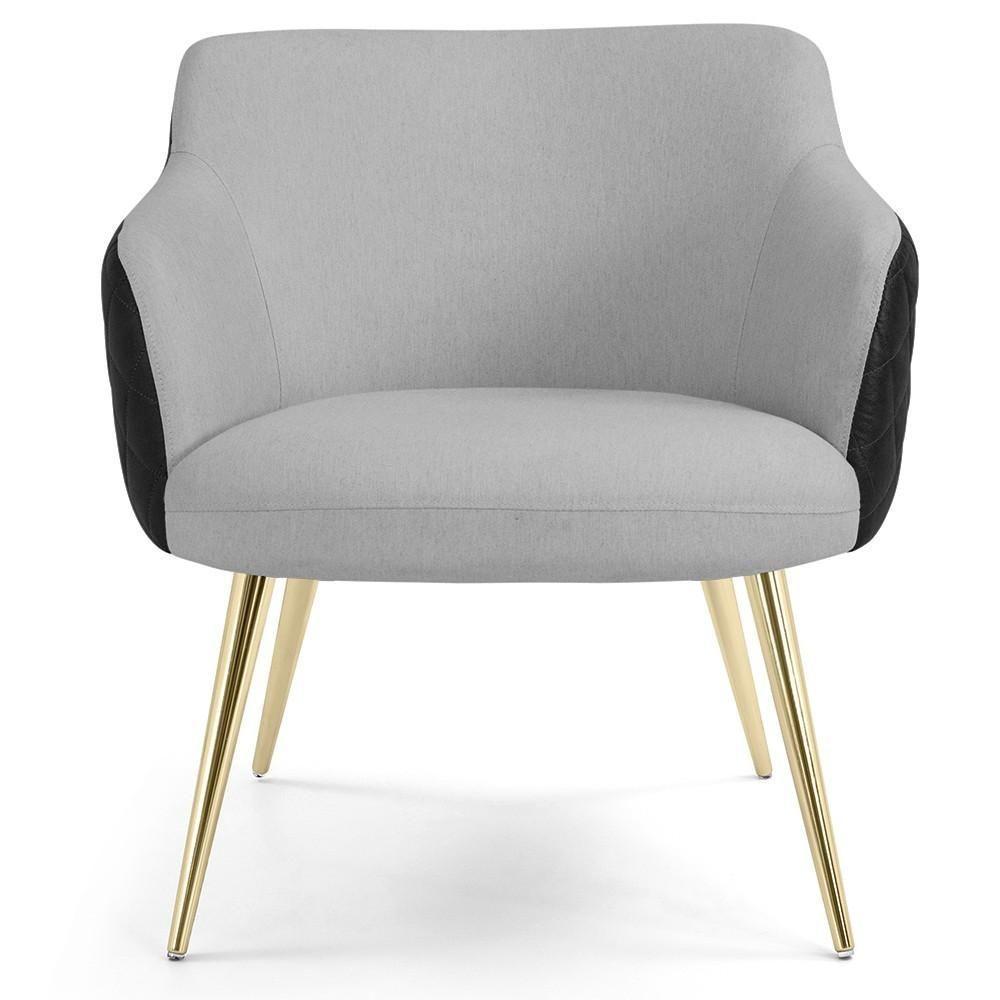 Kit 02 Poltronas D'Ouro Linho Cinza D-315 Corano Preto - 6