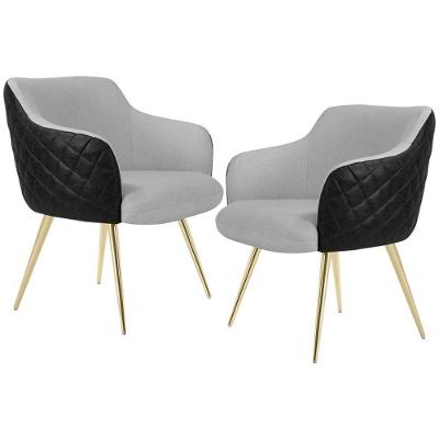 Kit 02 Poltronas D'Ouro Linho Cinza D-315 Corano Preto