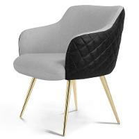 Kit 02 Poltronas D'Ouro Linho Cinza D-315 Corano Preto - 7