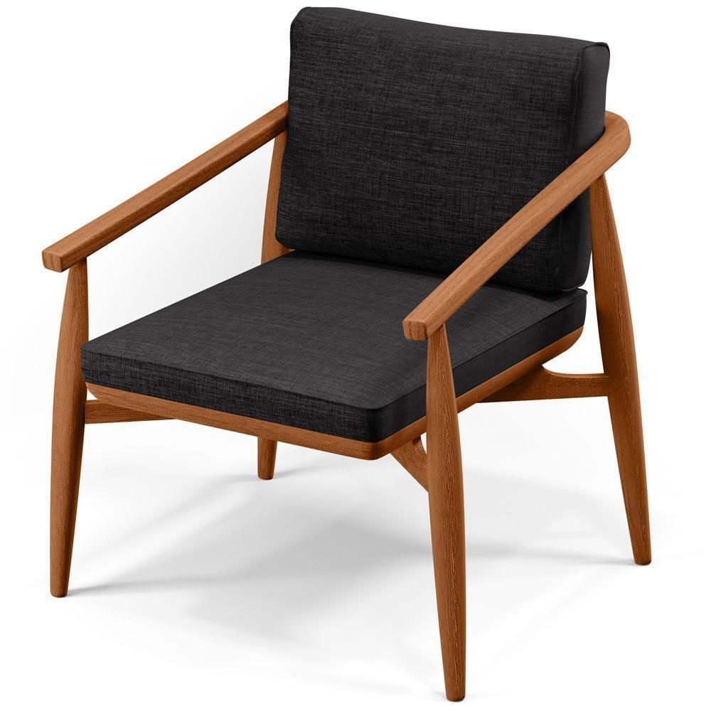 Kit 02 Poltronas Com Cintas De Corano Linho Chumbo - 4