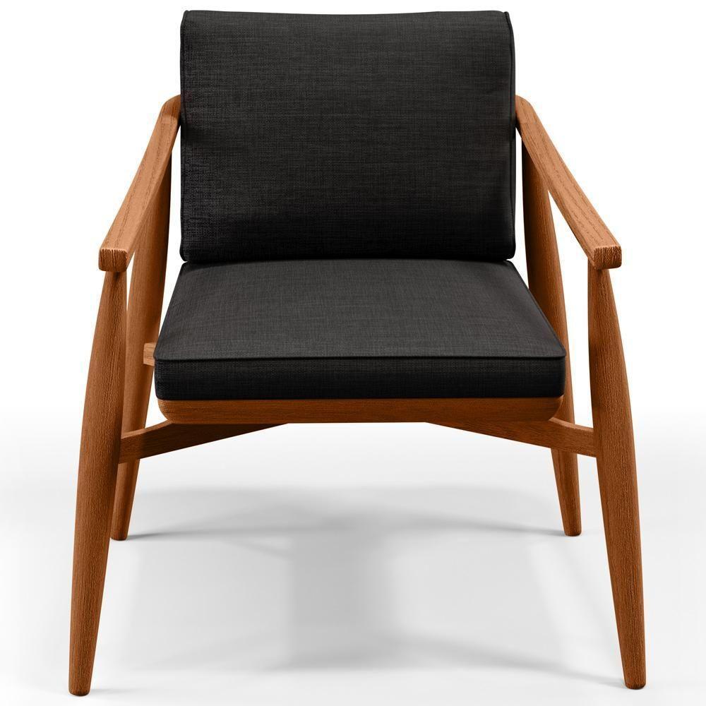 Kit 02 Poltronas Com Cintas De Corano Linho Chumbo - 7