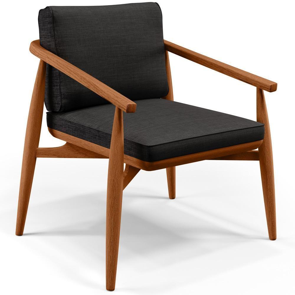 Kit 02 Poltronas Com Cintas De Corano Linho Chumbo - 8