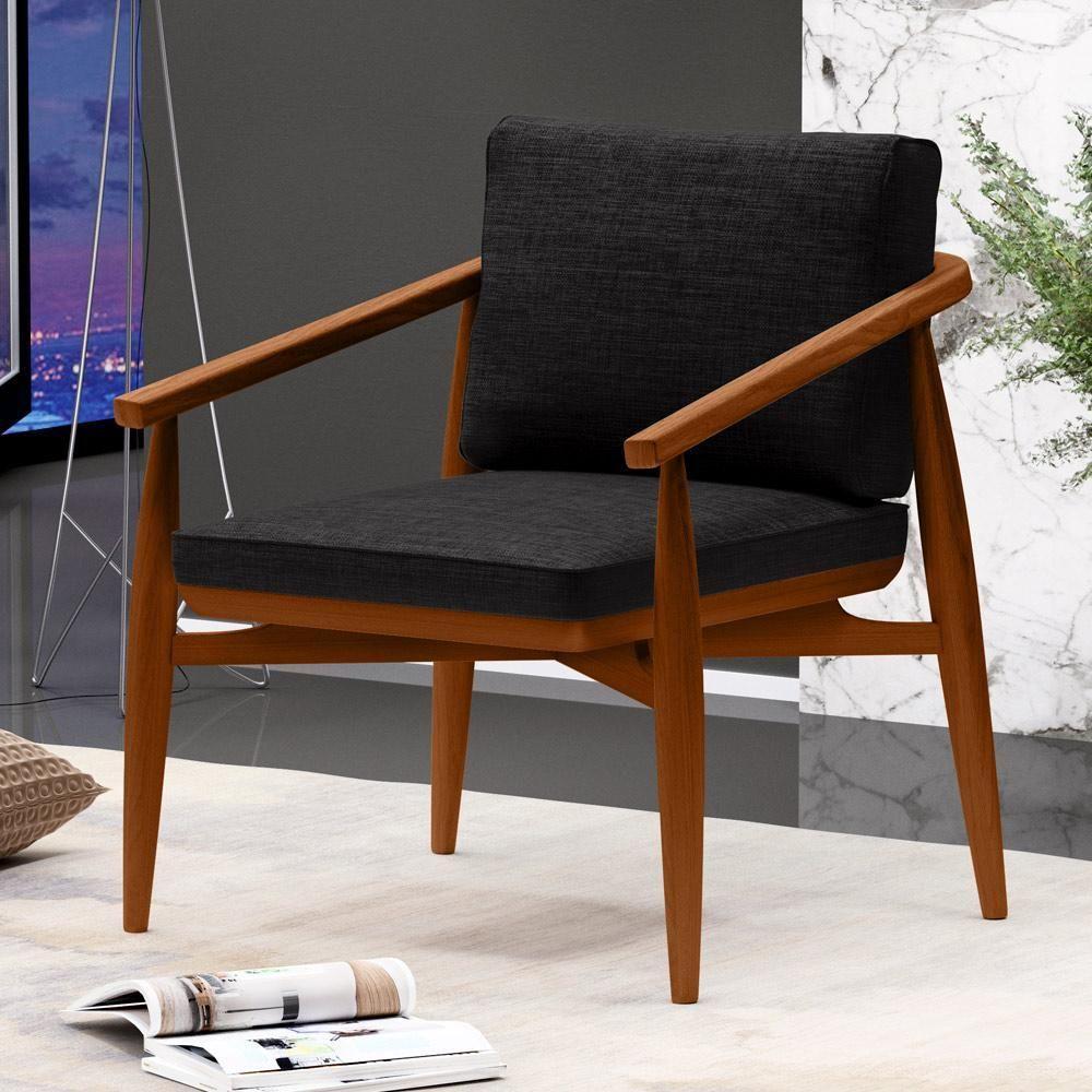 Kit 02 Poltronas Com Cintas De Corano Linho Chumbo - 9