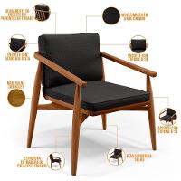 Kit 02 Poltronas Com Cintas De Corano Linho Chumbo - 3