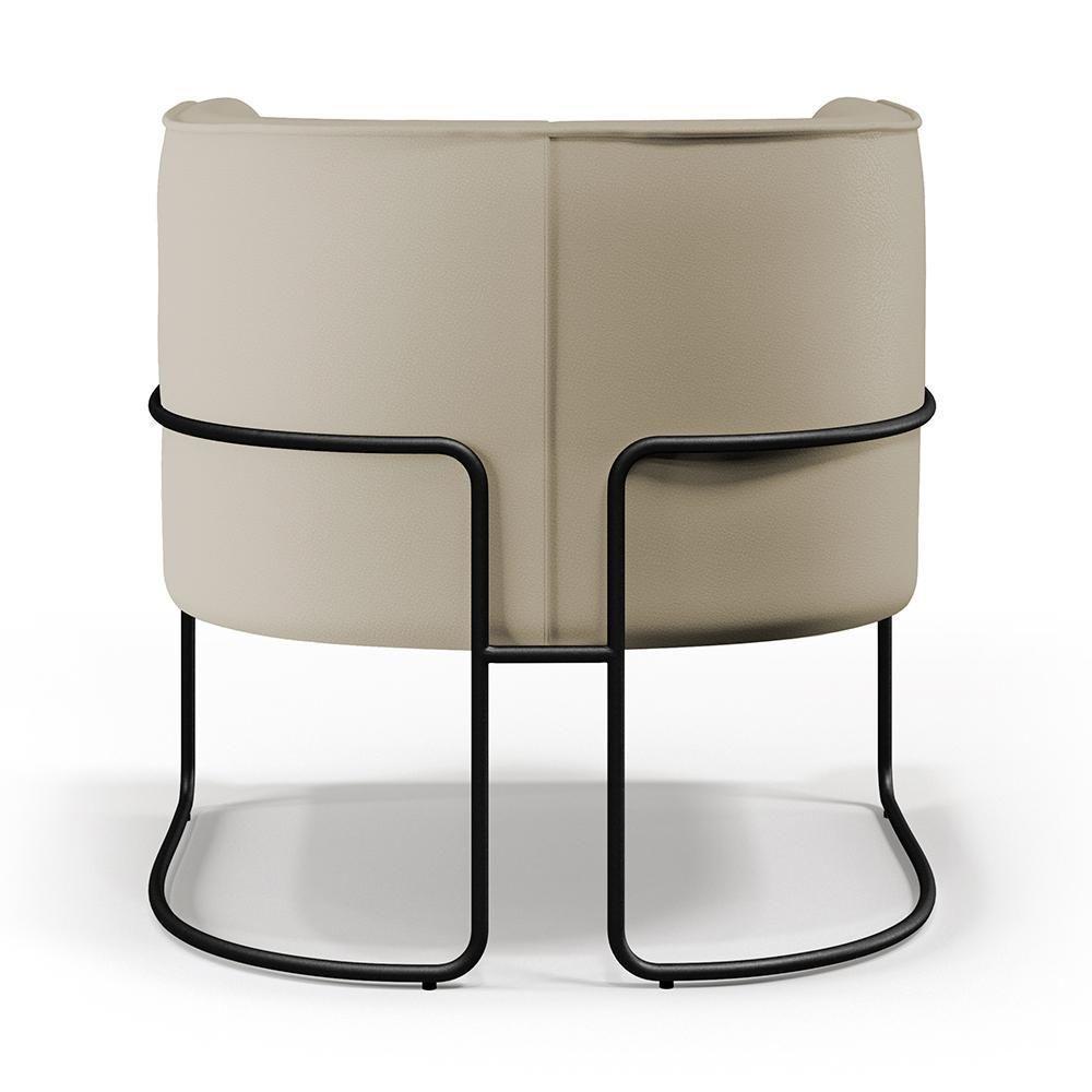 Poltrona Fixa Base De Aço Preto Betina D02 Corano Bege C-26 - 4