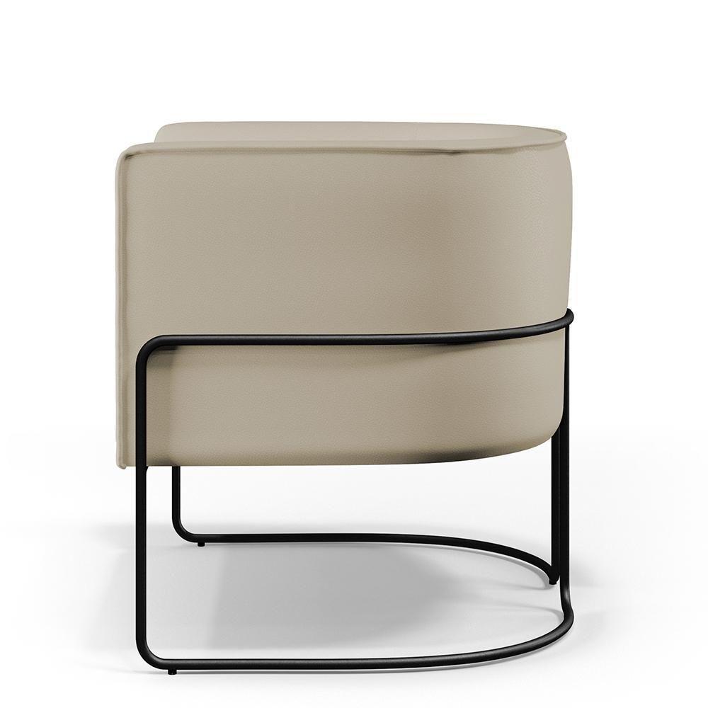 Poltrona Fixa Base De Aço Preto Betina D02 Corano Bege C-26 - 5