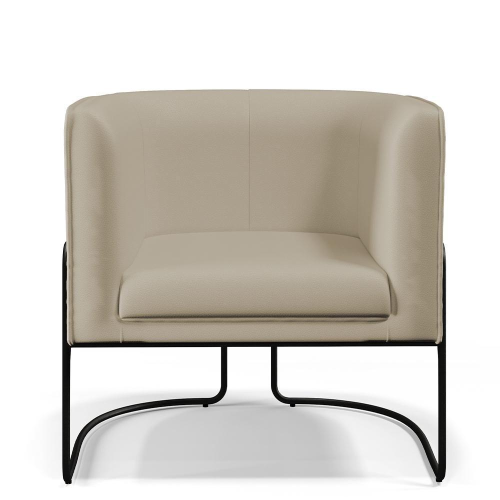 Poltrona Fixa Base De Aço Preto Betina D02 Corano Bege C-26 - 8