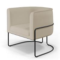 Poltrona Fixa Base De Aço Preto Betina D02 Corano Bege C-26 - 1