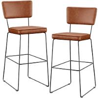 Kit 02 Banquetas Altas Base Em Aço Fixa Camel - 9