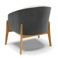 Kit 02 Poltronas Preto Com Linho Bege A19 Base Castanho