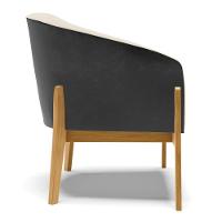 Kit 02 Poltronas Preto Com Linho Bege A19 Base Castanho - 5