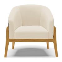 Kit 02 Poltronas Preto Com Linho Bege A19 Base Castanho - 6