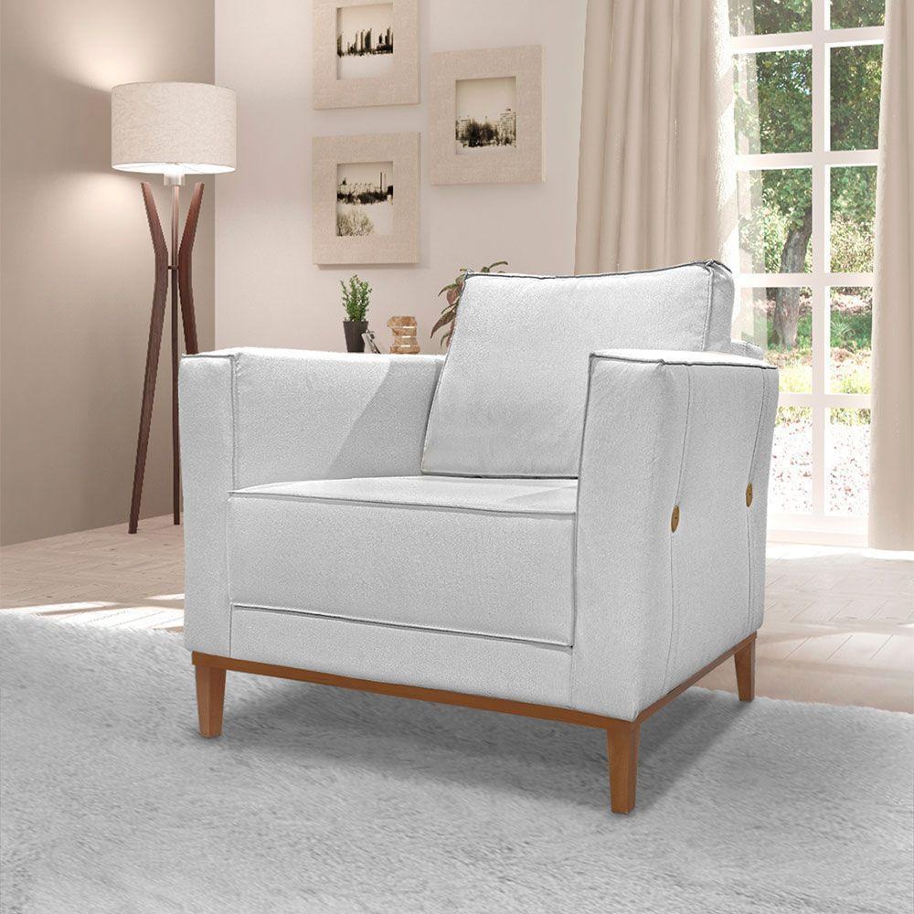 Kit 2 Poltronas e Sofá Living 2 Lugares 1,90m Vega Linho Cas - 6