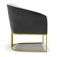 Kit 02 Poltronas Preto Com Linho Cinza A05 Base Dourada - 5