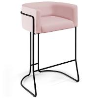 Kit 04 Banquetas Fixa Preto Veludo Rosê C-305 - 8