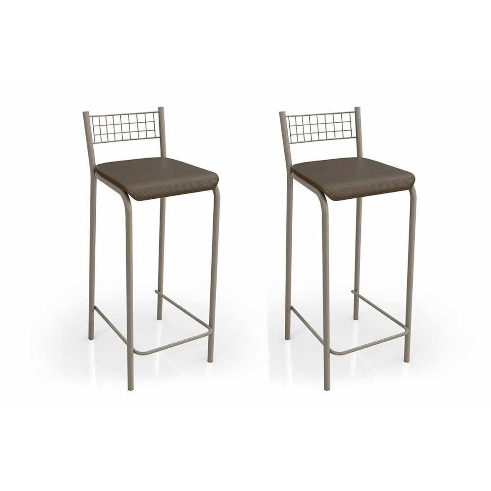 Kit 2 Banqueta de Cozinha Gênova 2B705NK  2 Un Níquel/Marrom - Kappesberg - 1