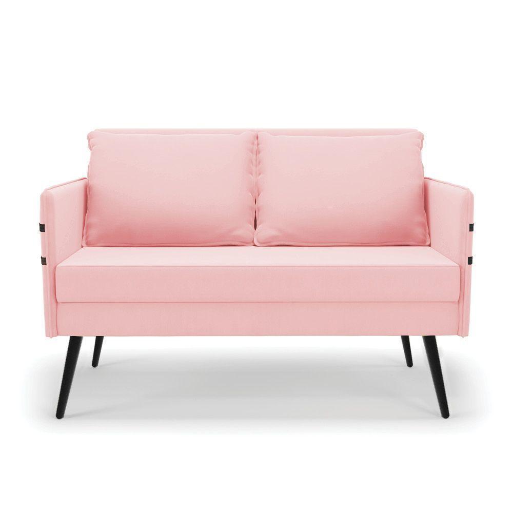 Kit 01 Namoradeira E 02 Poltronas Suede Rosa Bebê - 7