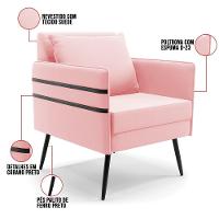 Kit 01 Namoradeira E 02 Poltronas Suede Rosa Bebê