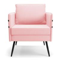 Kit 01 Namoradeira E 02 Poltronas Suede Rosa Bebê - 6