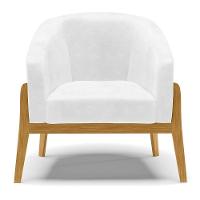 Kit 01 Poltrona E 01 Puff Branco Base Madeira Castanho - 15